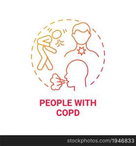 People with copd red gradient concept icon. Respiratory rehabilitation abstract idea thin line illustration. Chronic obstructive pulmonary disease. Vector isolated outline color drawing. People with copd red gradient concept icon