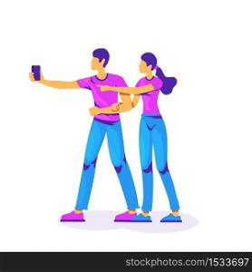 People with smartphone flat color vector faceless character. Technology for augmented reality projection. Wireless connection isolated cartoon illustration for web graphic design and animation. People with smartphone flat color vector faceless character