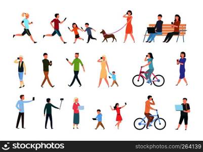 People with smartphones. Many women and men with phones. Persons with gadget taking selfie. Vector characters set. People with smartphones. Many women and men with phones. Persons with gadget taking selfie. Vector characters