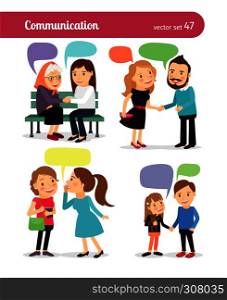 People with speech bubbles, talking to each other. Vector illustration.. People with speech bubbles. Vector illustration