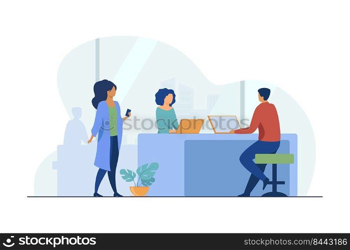 People working together on project. Cooperation, ideas. Flat vector illustration. Startup project concept can be used for presentations, banner, website design, landing web page