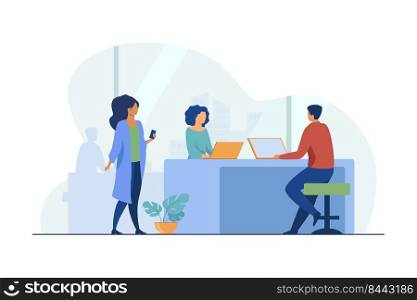 People working together on project. Cooperation, ideas. Flat vector illustration. Startup project concept can be used for presentations, banner, website design, landing web page