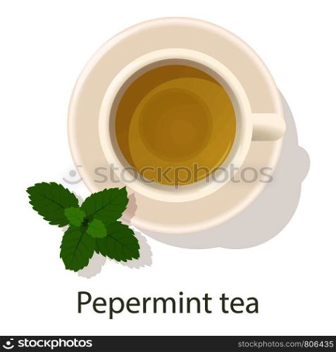Pepermint tea icon. Cartoon illustration of pepermint tea vector icon for web. Pepermint tea icon, cartoon style