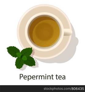Pepermint tea icon. Cartoon illustration of pepermint tea vector icon for web. Pepermint tea icon, cartoon style
