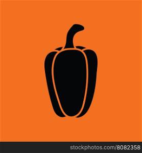 Pepper icon. Orange background with black. Vector illustration.
