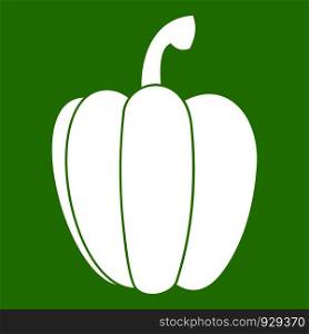 Pepper icon white isolated on green background. Vector illustration. Pepper icon green