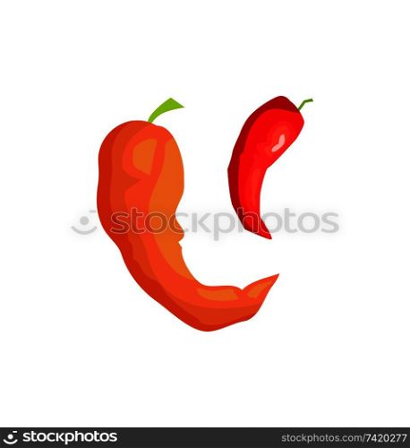 Pepper preserved vegetables icon closeup. Spicy and sweet chilli plant conservation of meal healthy vegetarian ingredients set isolated on vector. Pepper Preserved Vegetables Vector Illustration