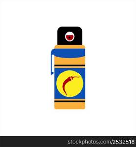 Pepper Spray Icon, Oleoresin Capsicum Spray, Chemical Weapon Vector Art Illustration