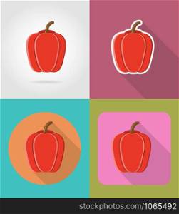 pepper vegetable flat icons with the shadow vector illustration isolated on background