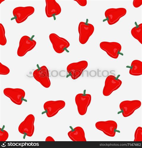 Pepper vegetables seamless pattern on white background, Red sweet peppers ingredients food, vector illustration
