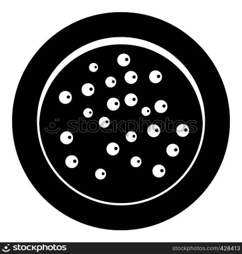 Peppercorns on a plate icon. Simple illustration of peppercorns on a plate vector icon for web. Peppercorns on a plate icon, simple style