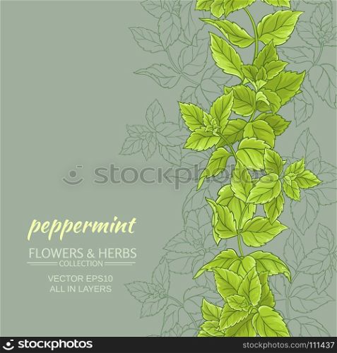 peppermint vector background. peppermint leaves vertical vector pattern on color background