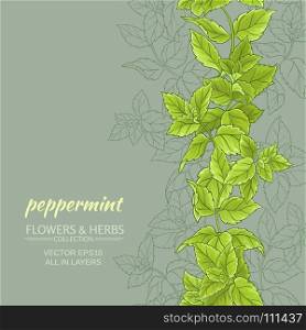 peppermint vector background. peppermint leaves vertical vector pattern on color background