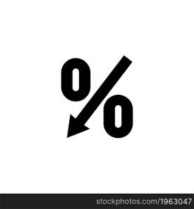 Percent down Arrow. Flat Vector Icon. Simple black symbol on white background. Percent down Arrow Flat Vector Icon