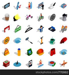 Percent icons set. Isometric style of 36 percent vector icons for web isolated on white background. Percent icons set, isometric style