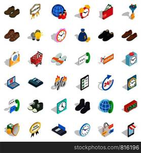 Percent icons set. Isometric style of 36 percent vector icons for web isolated on white background. Percent icons set, isometric style