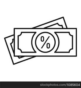 Percent money cash icon. Outline percent money cash vector icon for web design isolated on white background. Percent money cash icon, outline style