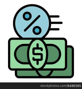 Percent money loan icon outline vector. Marketing payment. Finance time color flat. Percent money loan icon vector flat