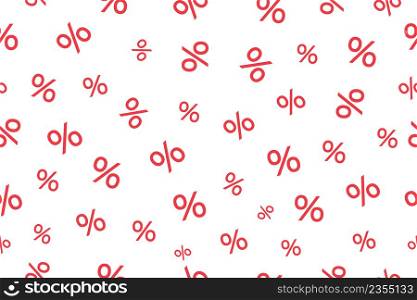 Percent pattern background. Percentage seamless pattern. background for discount, sale and price. Wallpaper for shop, tax and offer. Promotion texture for business, commerce. Vector.