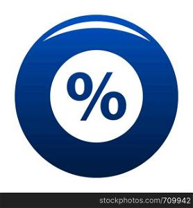 Percent sign vector icon vector blue circle isolated on white background . Percent sign vector icon blue vector