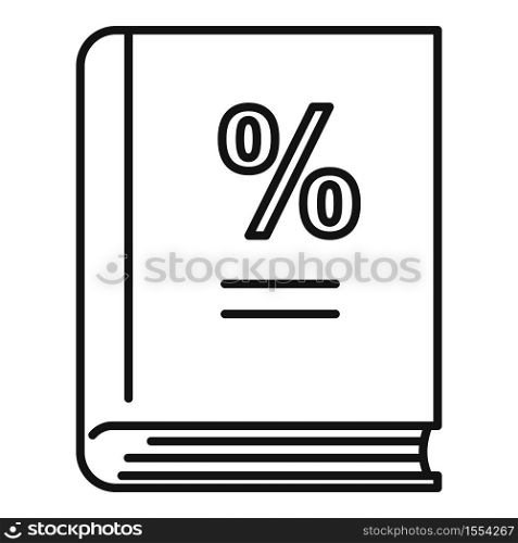 Percent tax book icon. Outline percent tax book vector icon for web design isolated on white background. Percent tax book icon, outline style