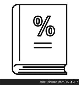 Percent tax book icon. Outline percent tax book vector icon for web design isolated on white background. Percent tax book icon, outline style