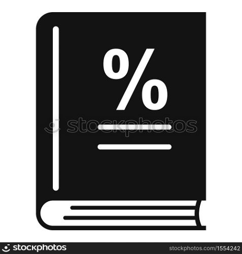 Percent tax book icon. Simple illustration of percent tax book vector icon for web design isolated on white background. Percent tax book icon, simple style