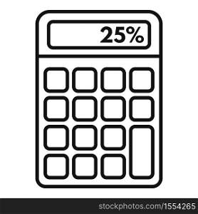 Percent tax calculator icon. Outline percent tax calculator vector icon for web design isolated on white background. Percent tax calculator icon, outline style