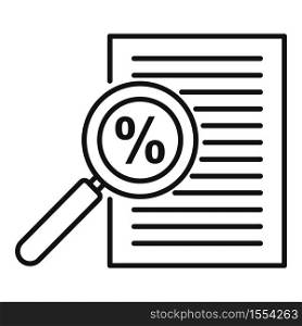 Percent tax papers icon. Outline percent tax papers vector icon for web design isolated on white background. Percent tax papers icon, outline style
