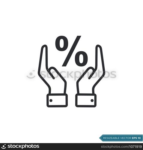 Percentage and Hand Icon Vector Template Flat Design