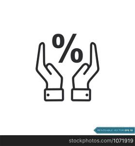 Percentage and Hand Icon Vector Template Flat Design