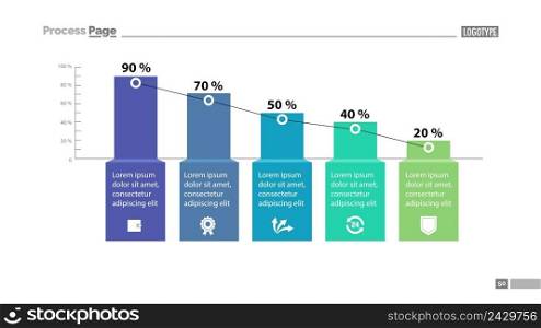 Percentage bar chart with five elements. Business data. Graph, background, design. Creative concept for infographic, template, presentation, performance, report. Can be used for topics like marketing.. Percentage Bar Chart with Five Elements