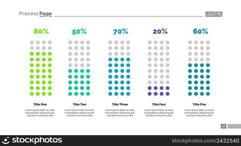 Percentage chart with five elements. Bar diagram, graph, layout. Creative concept for infographics, presentation, project, report. Can be used for topics like business, marketing, statistics