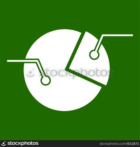 Percentage diagram icon white isolated on green background. Vector illustration. Percentage diagram icon green