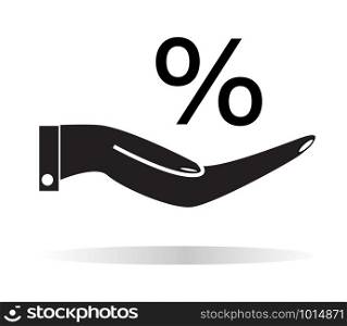 percentage on hand icon. flat style. percentage on hand symbol.