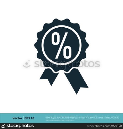 Percentage Ribbon Rosette Seal Icon Vector Logo Template Illustration Design. Vector EPS 10.