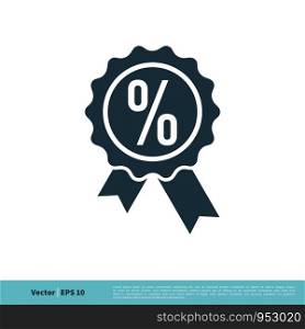 Percentage Ribbon Rosette Seal Icon Vector Logo Template Illustration Design. Vector EPS 10.