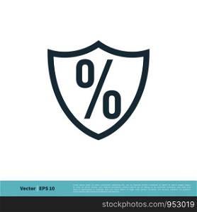 Percentage Shield Icon Vector Logo Template Illustration Design. Vector EPS 10.