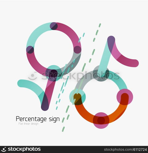 Percentage sign background. Percentage sign background. Linear outline style made of overlapping multicolored line elements