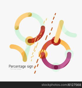 Percentage sign background. Percentage sign background. Linear outline style made of overlapping multicolored line elements