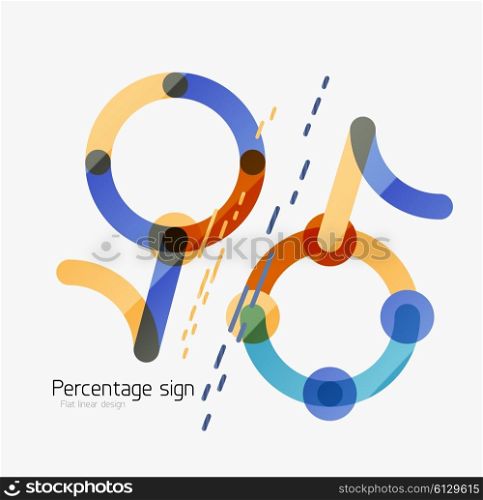 Percentage sign background. Percentage sign background. Linear outline style made of overlapping multicolored line elements