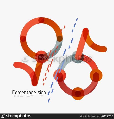 Percentage sign background. Percentage sign background. Linear outline style made of overlapping multicolored line elements