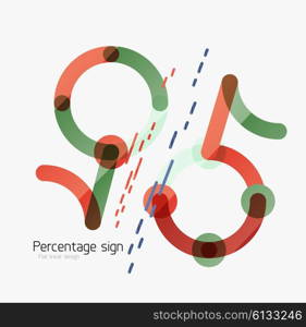 Percentage sign background. Percentage sign background. Linear outline style made of overlapping multicolored line elements