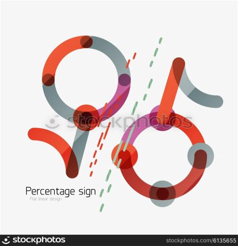 Percentage sign background. Percentage sign background. Linear outline style made of overlapping multicolored line elements