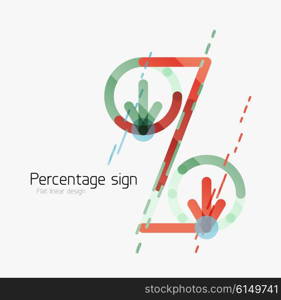 Percentage sign background. Percentage sign background. Linear outline style made of overlapping multicolored line elements