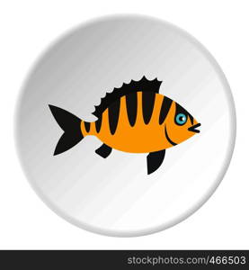 Perch fish icon in flat circle isolated on white background vector illustration for web. Perch fish icon circle