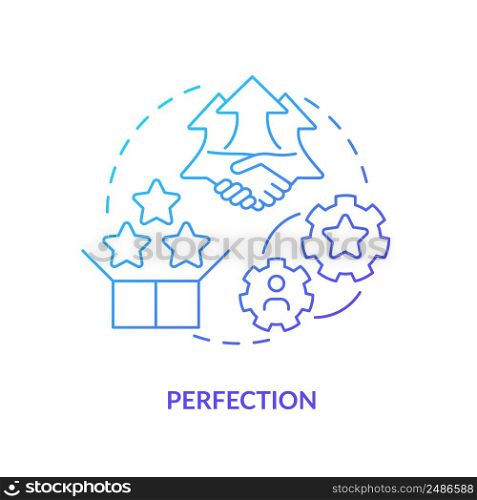 Perfection blue gradient icon. Continuous production. Machine industry. Lean manufacturing key principle abstract idea thin line illustration. Isolated outline drawing. Myriad Pro-Bold font used. Perfection blue gradient icon