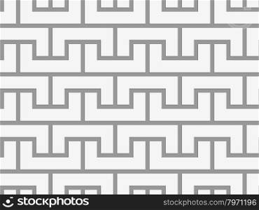 Perforated arcs fastened up and down.Seamless geometric background. Modern monochrome 3D texture. Pattern with realistic shadow and cut out of paper effect.