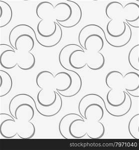 Perforated diagonal clubs on vine.Seamless geometric background. Modern monochrome 3D texture. Pattern with realistic shadow and cut out of paper effect.