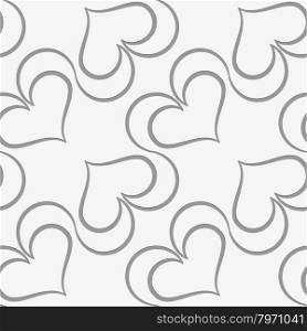 Perforated diagonal spades on vine.Seamless geometric background. Modern monochrome 3D texture. Pattern with realistic shadow and cut out of paper effect.